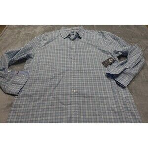 Flag Anthem Men's Size XL Blue Checkered Long Sleeve Button Up Shirt NWT